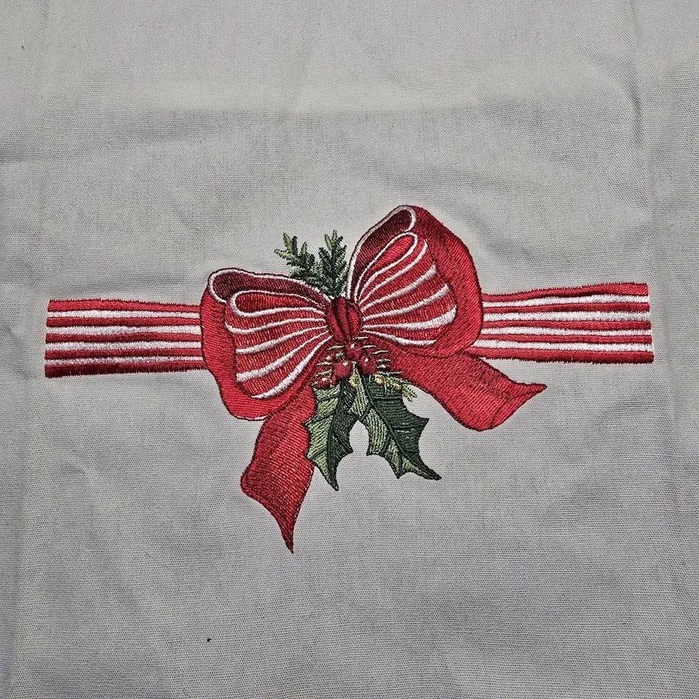 Red And While‎ Embroidered Kitchen Hand Towel Cotton 15 x 25 Inches